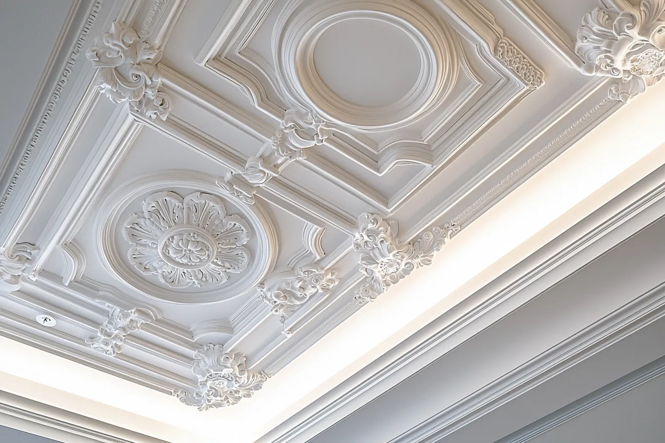Heritage-style coffered plaster ceiling