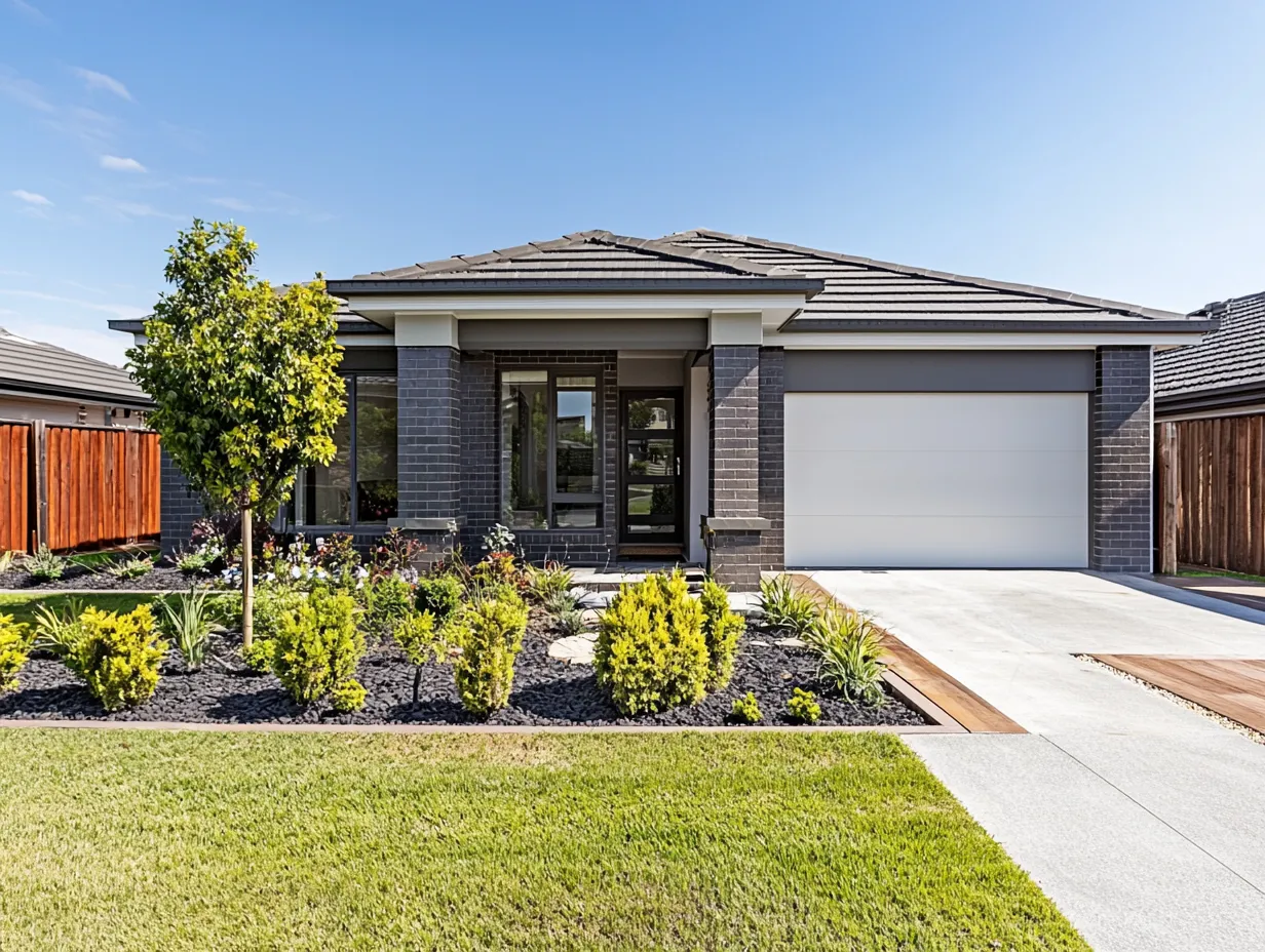 Freshly painted dark-grey rendered home exterior